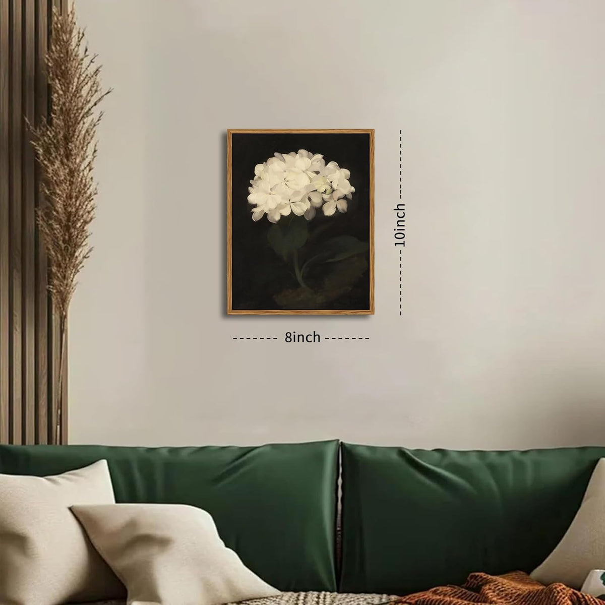 Framed Wall Art for Living Room – Vintage White Hydrangea Oil Painting Canvas Prints, Aesthetic