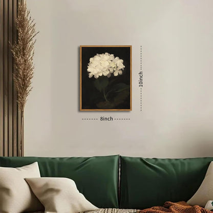 Framed Wall Art for Living Room – Vintage White Hydrangea Oil Painting Canvas Prints, Aesthetic