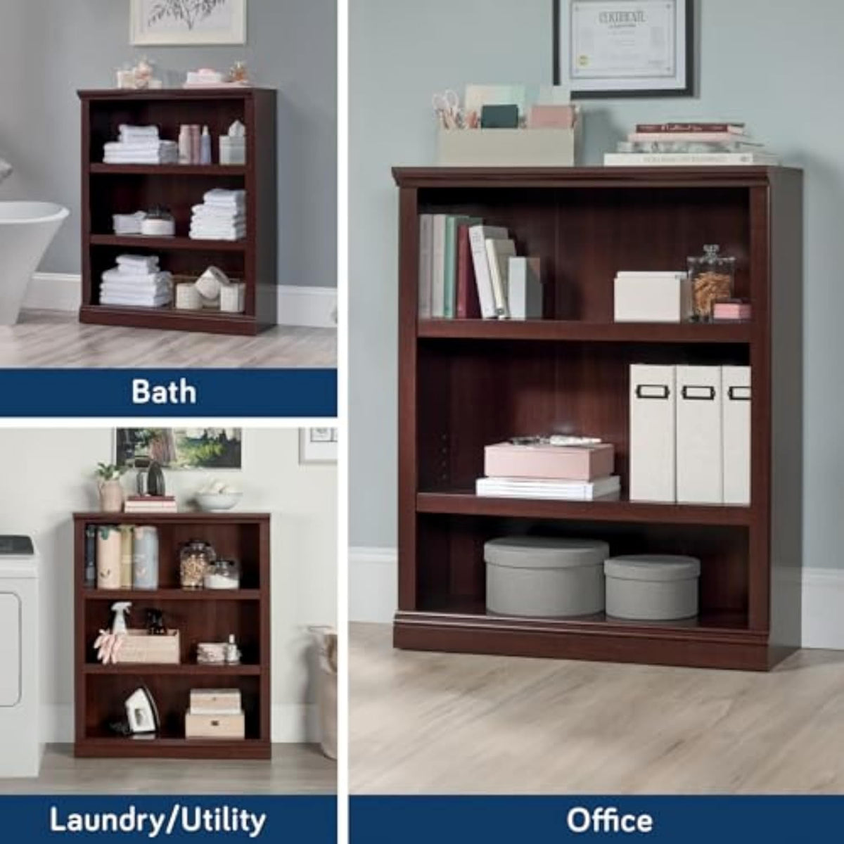 Sauder Miscellaneous Storage 3 Bookcase/Book Shelf, L: 35.28" x W: 13.23" x H: 43.78", Select