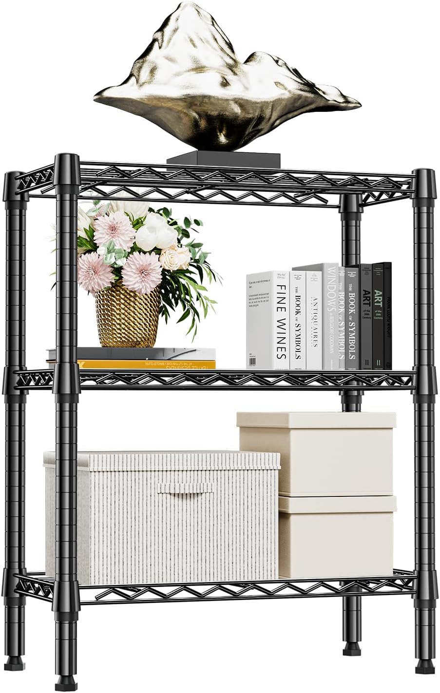 750 lbs 3 Tier Shelf Metal Storage Shelves Wire Rack Closet Organizers for Garage Kitchen Bathroom