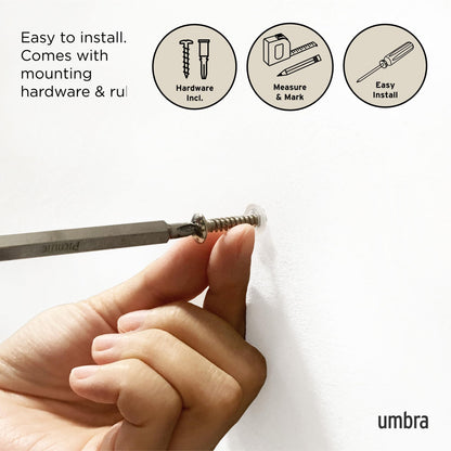 Umbra Flip Coat Rack, Wall Mounted 5-Hook Space Saving, Black/Black