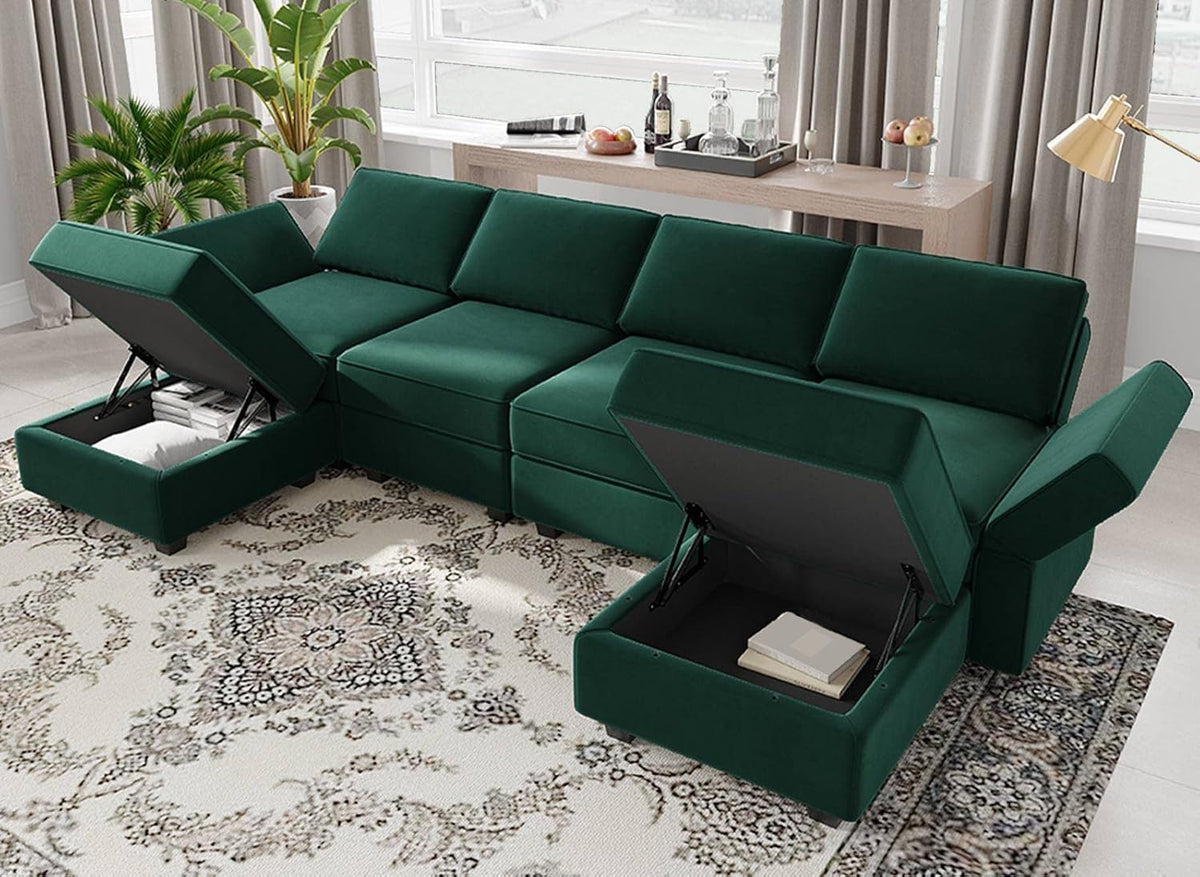 Belffin Modular Sectional Sofa Oversized U Shaped Sectional Couch with Reversible Chaise Velvet