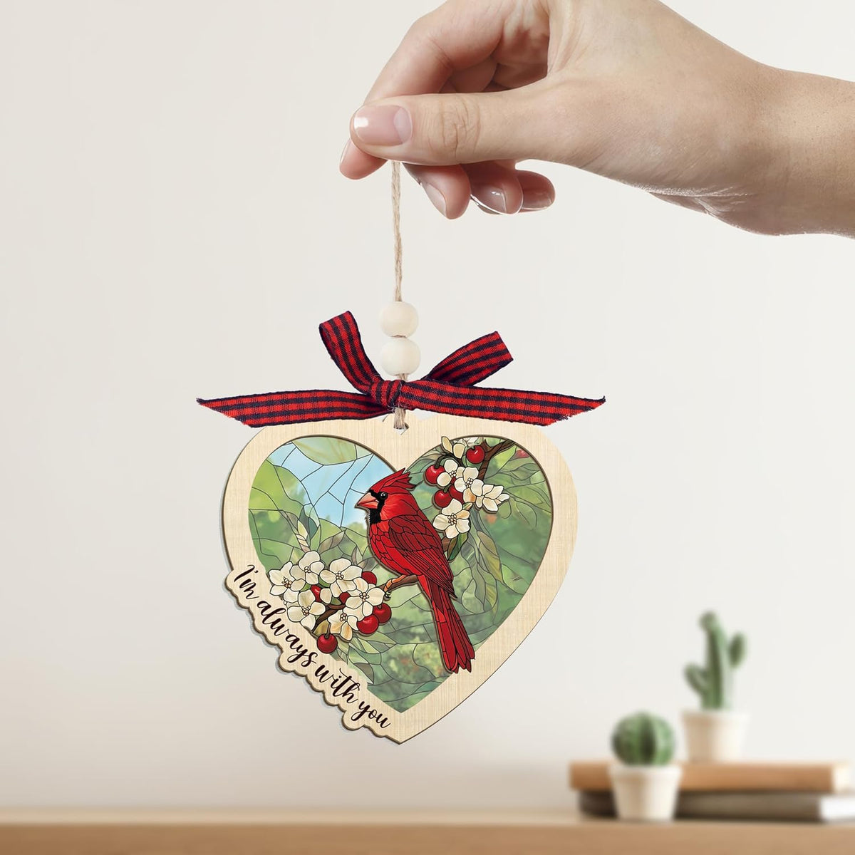 FLAGWIX Sympathy Gifts for Loss of Loved One - Red Cardinal Suncatcher Ornament with Card