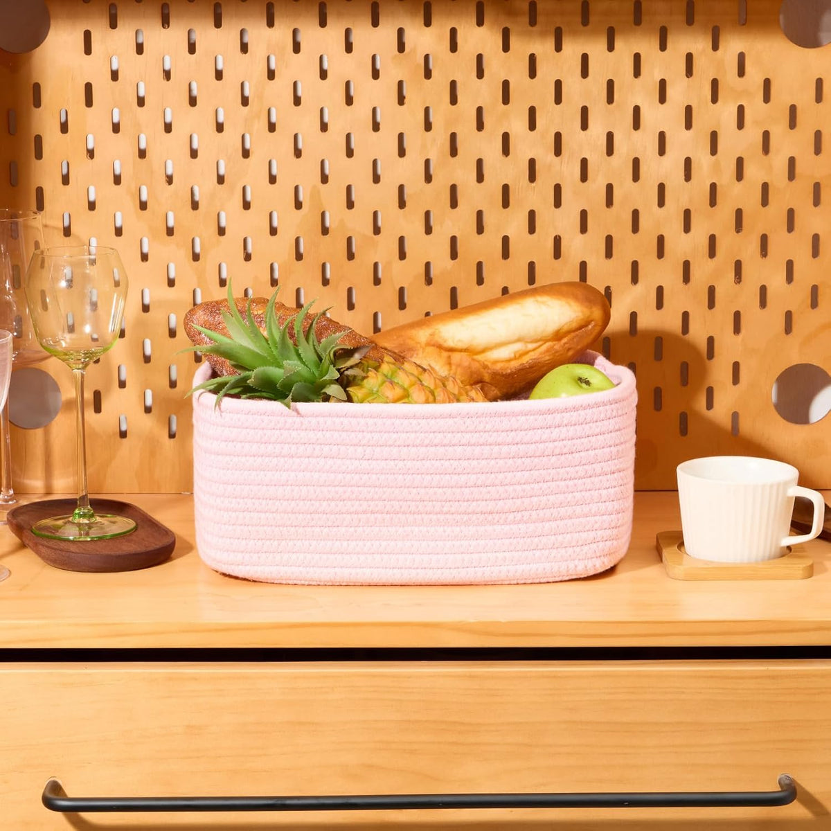 Small Storage Baskets for Organizing | Closet Organizer Bins | Shelf Toy Basket | Woven Rope