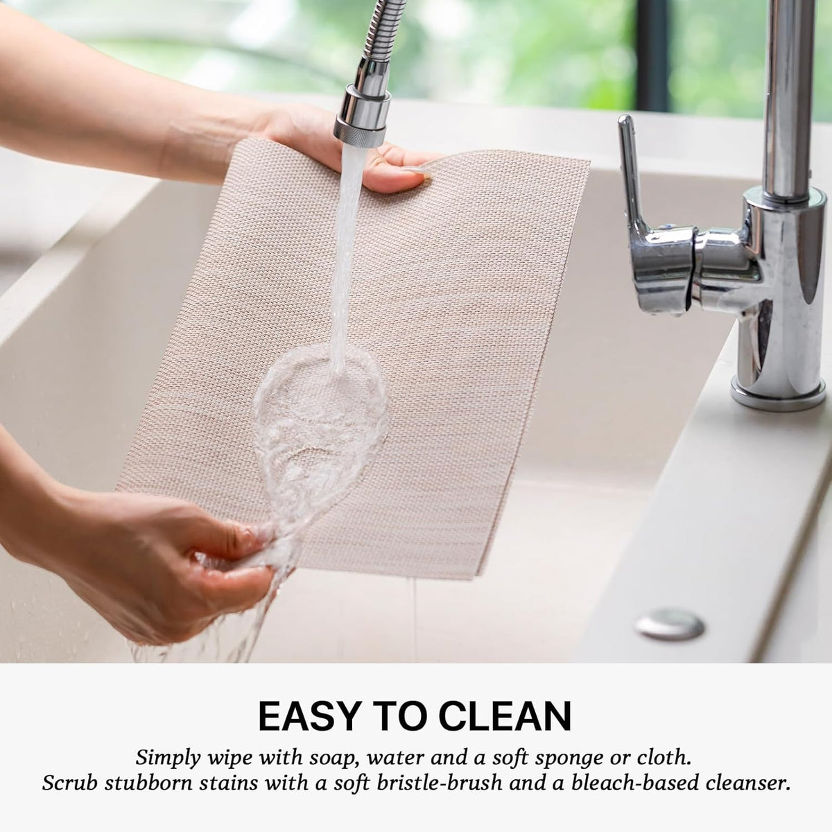 LEXMORE Placemats Set of 4 Vinyl/Plastic Woven Place Mats for Kitchen Table Indoor/Outdoor Washable