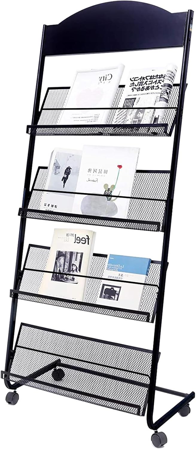 YinghaoFloor Standing Magazine Rack, 4 Layer Iron Magazine Rack Floor, Suitable for the Display of