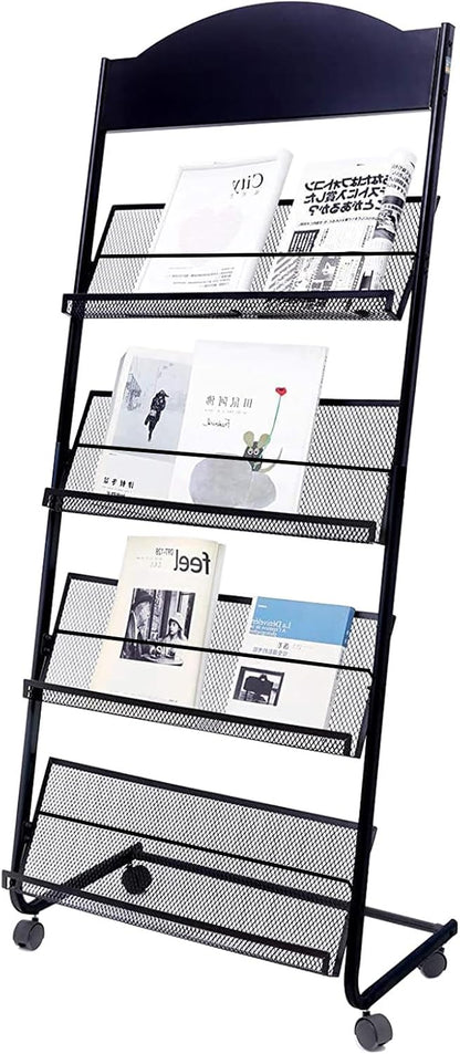 YinghaoFloor Standing Magazine Rack, 4 Layer Iron Magazine Rack Floor, Suitable for the Display of