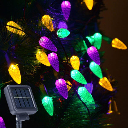 Solar Halloween Lights Christmas Lights C6 Strawberry String Lights Mardi Gras String Lights, 100