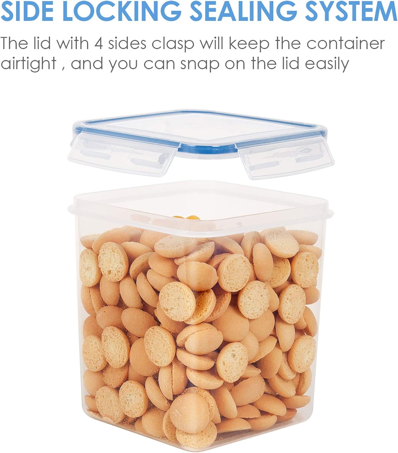 Vtopmart Food Storage Containers 2.5L / 84.5oz, 4 Pieces BPA Free Plastic Airtight Canister for