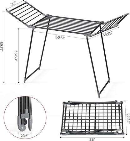 APEXCHASER Clothes Drying Rack Foldable, Large Drying Rack Clothing, Winged Laundry Rack Folding