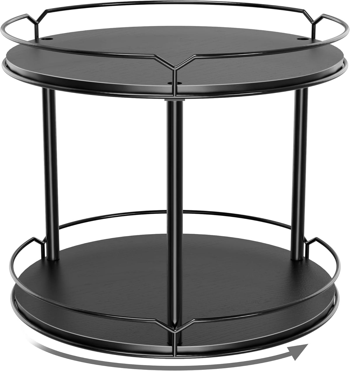 Lazy Susan Organizer 2 Tier - 12.4" Turntable Spice Rack for Table Top, Wooden Rotating Lazy Susan