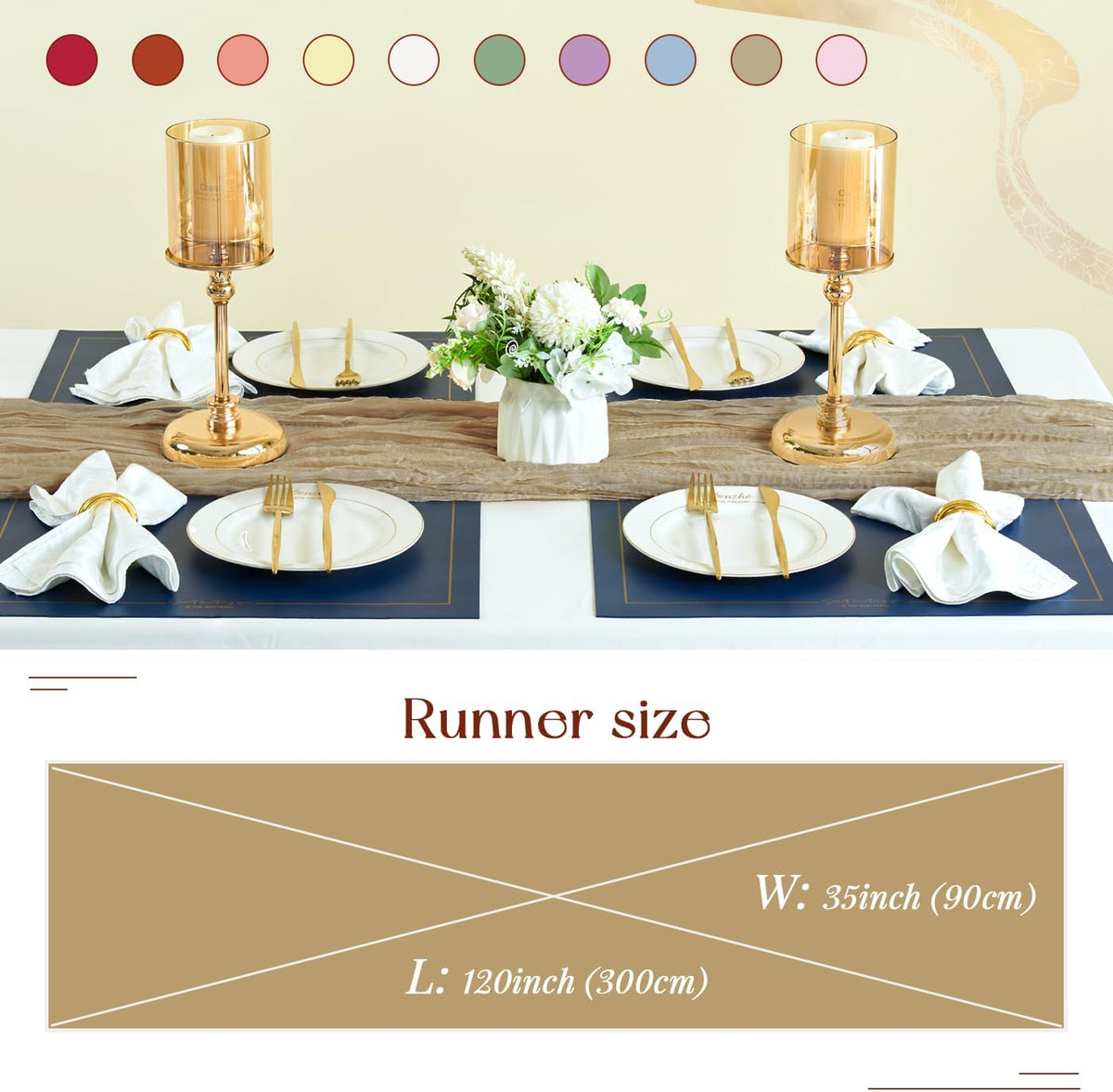 Sioloc Nude Cheesecloth Table Runner Fall Autumn Decor for Home 10ft Table Cloth for Tea Wedding
