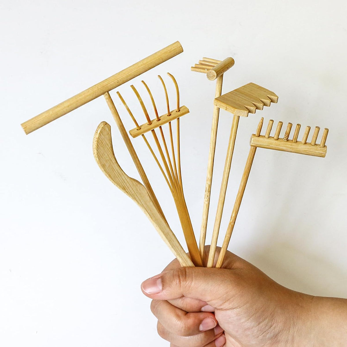 Mini Zen Garden Rake Set 6PCS - Premium Natural Bamboo Sand Rakes with Gift Box - Zen Garden Tools
