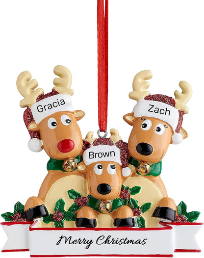 Personalized Christmas Ornaments 2025, Custom Reindeer Family Ornaments for Trees with Names