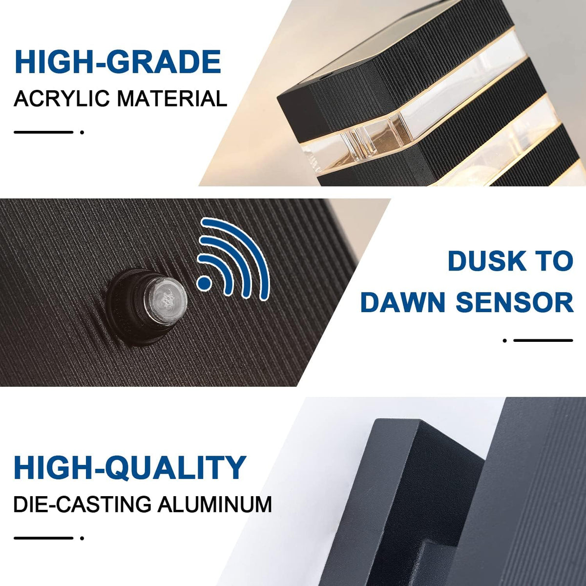 Dusk to Dawn Sensor Outdoor Wall Lights Up Down Porch Lights Modern Exterior Light Fixtures