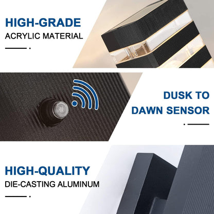 Dusk to Dawn Sensor Outdoor Wall Lights Up Down Porch Lights Modern Exterior Light Fixtures