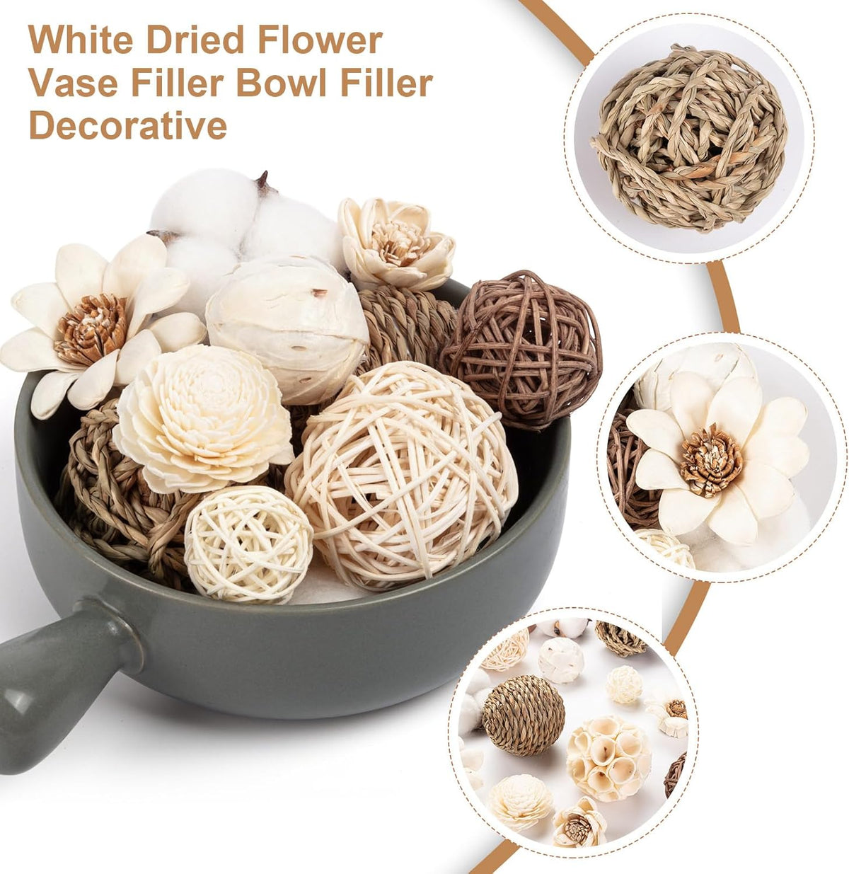 23Pcs Decorative Balls for Potpourri Bowl Filler, Bowl Filler for Table Centerpiece Home Decor