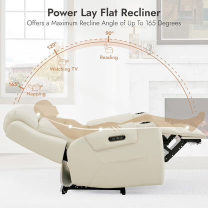 Watson & Whitely Genuine Leather Power Recliner Chairs for Adults, Lay Flat Recliner with Power