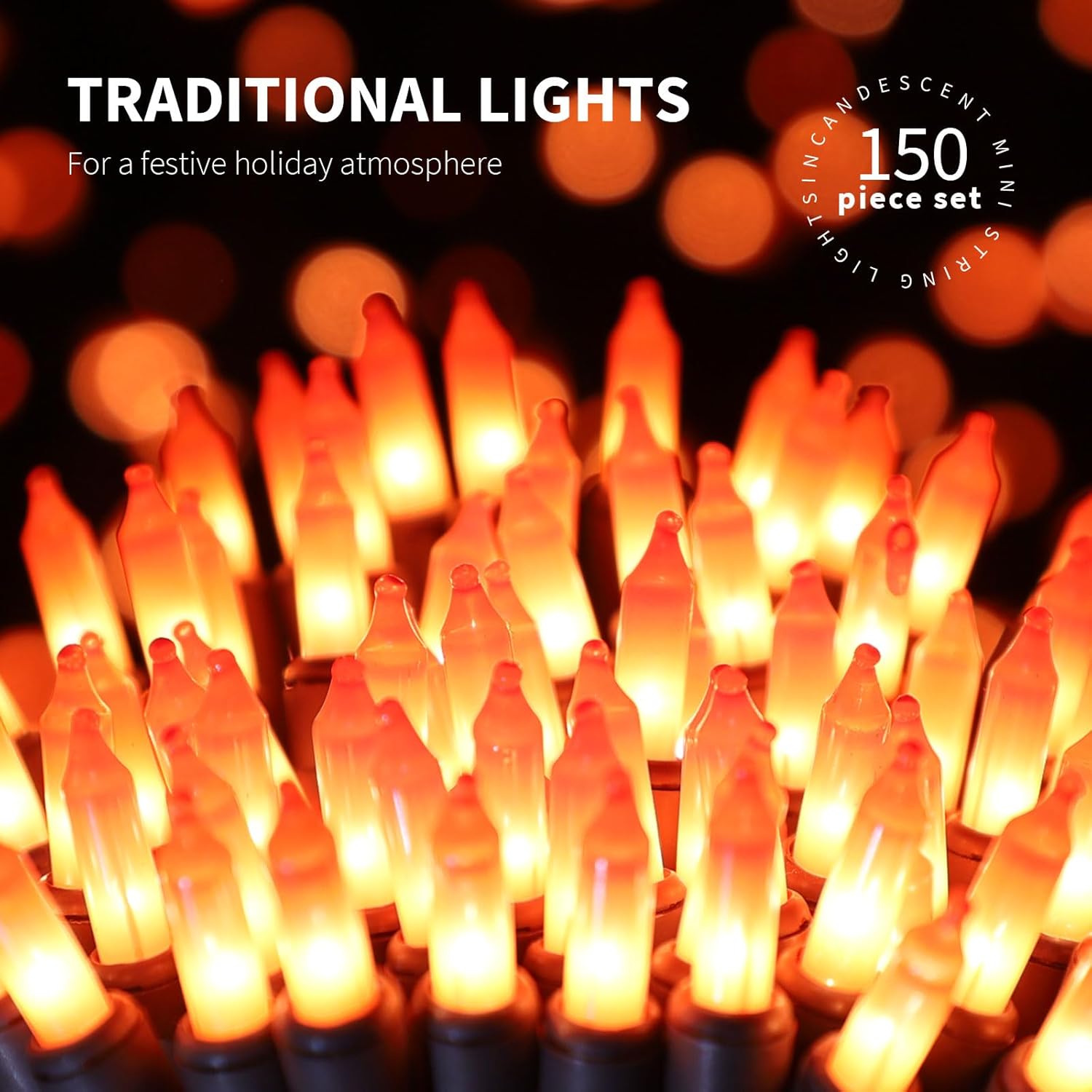 150LIGHTS Orange Extra-Bright with End Connectors Halloween Decorative Lights 9.72m UL Certified