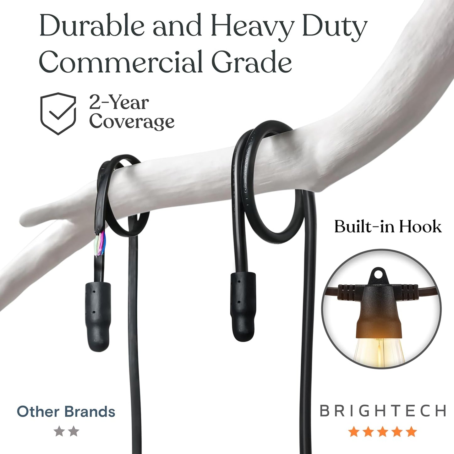 Brightech Ambience Pro Super Bright Solar - 27Ft Remote Control Outdoor String Lights with 12