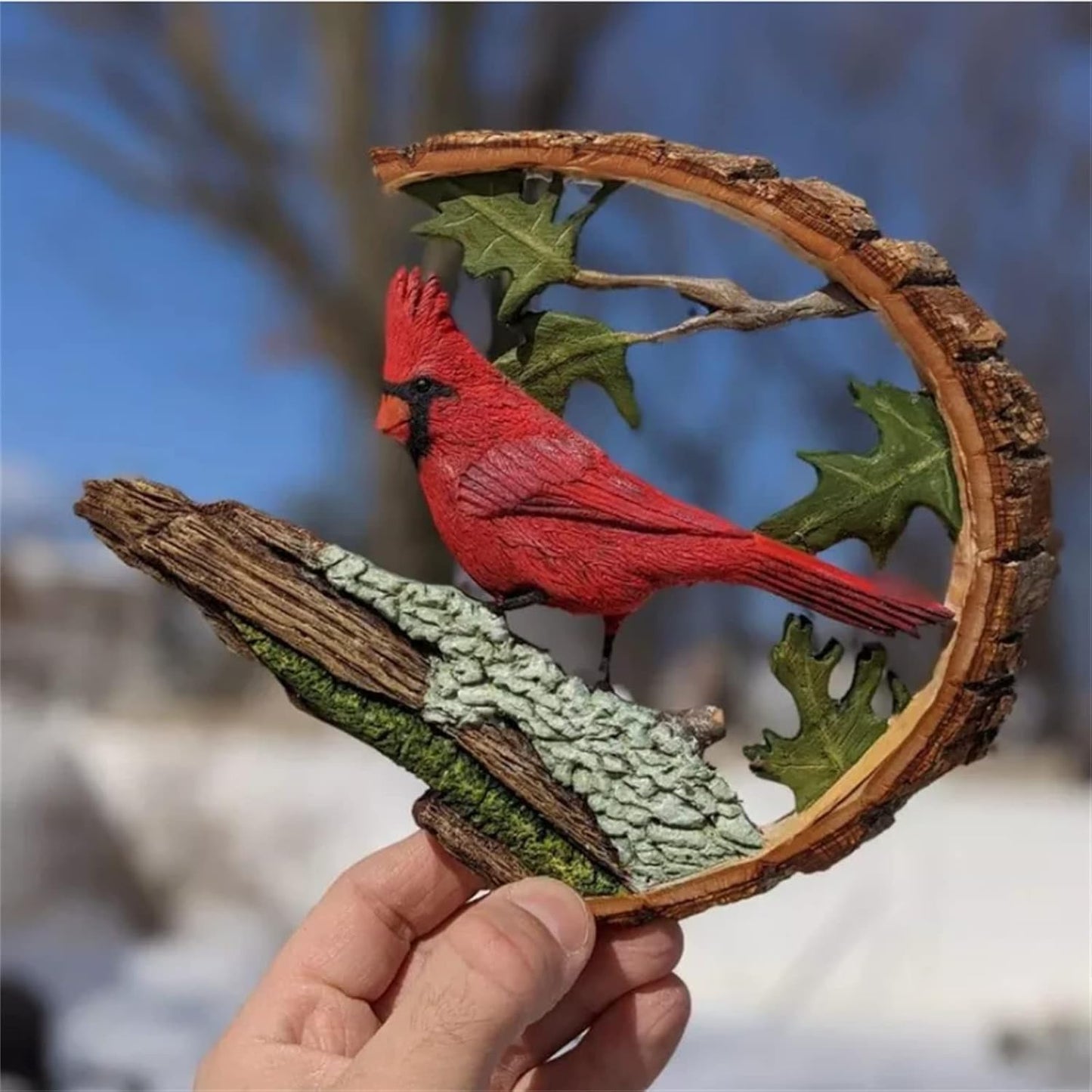 Cardinal Wood Carving - Handmade 'Cardinals Appear When Angels are Near', Unique Original Art