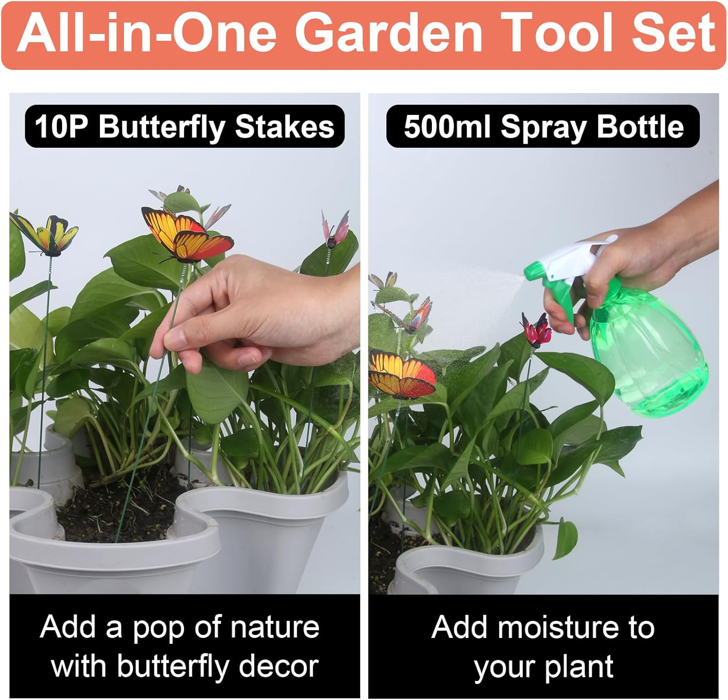 Vertical Planter, 7 Tier Stackable Strawberry Planter with Garden Tool Set, Movable Indoor/Outdoor