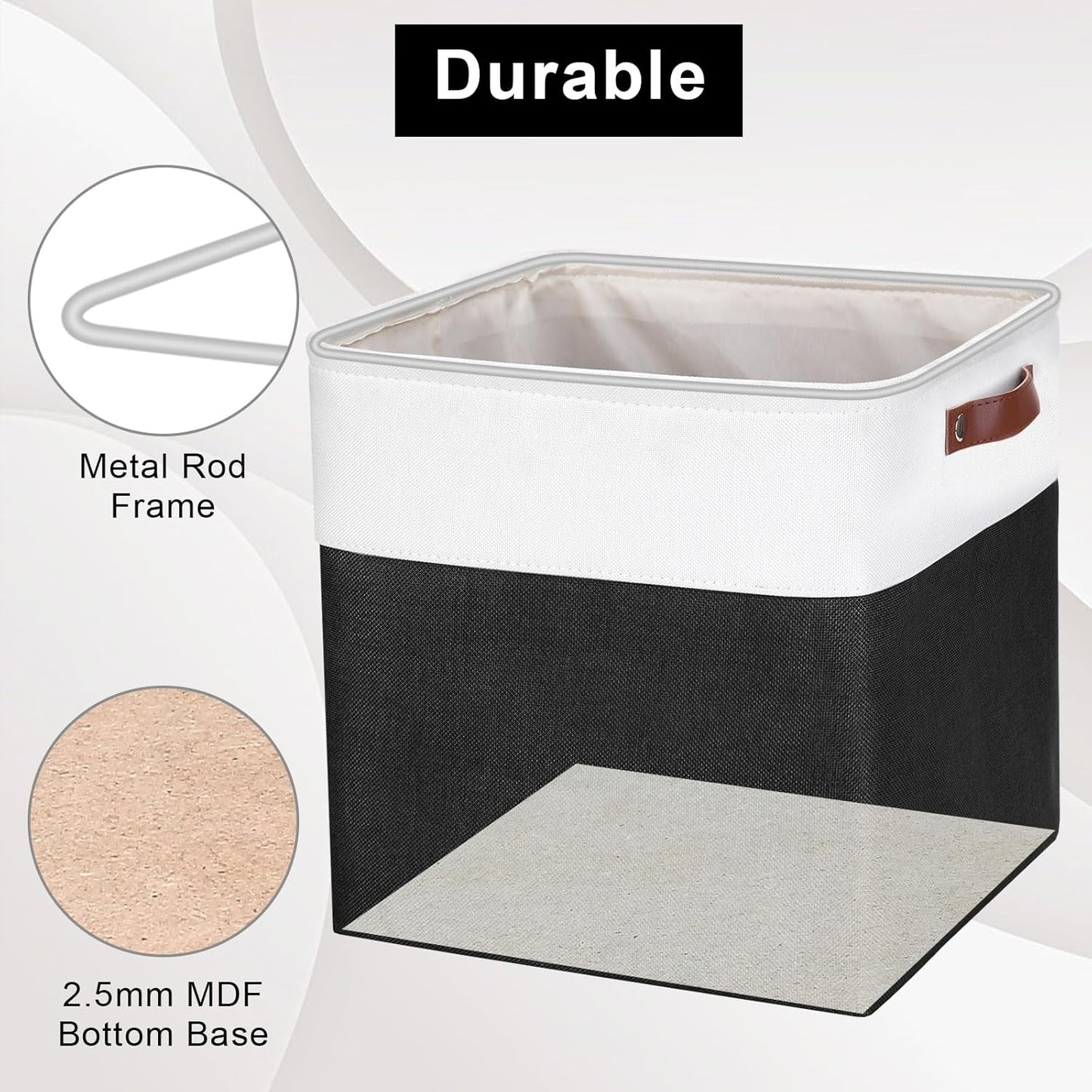 13x13 Cube Storage Bins, Collapsible Fabric Storage Box, 4 Pack Closet Baskets with Handles for