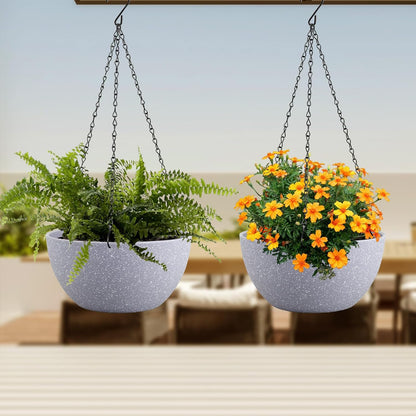 12 inch Large Hanging Planters for Indoor Outdoor Plants, 2 Pack Hanging Flower Pots with Drainage