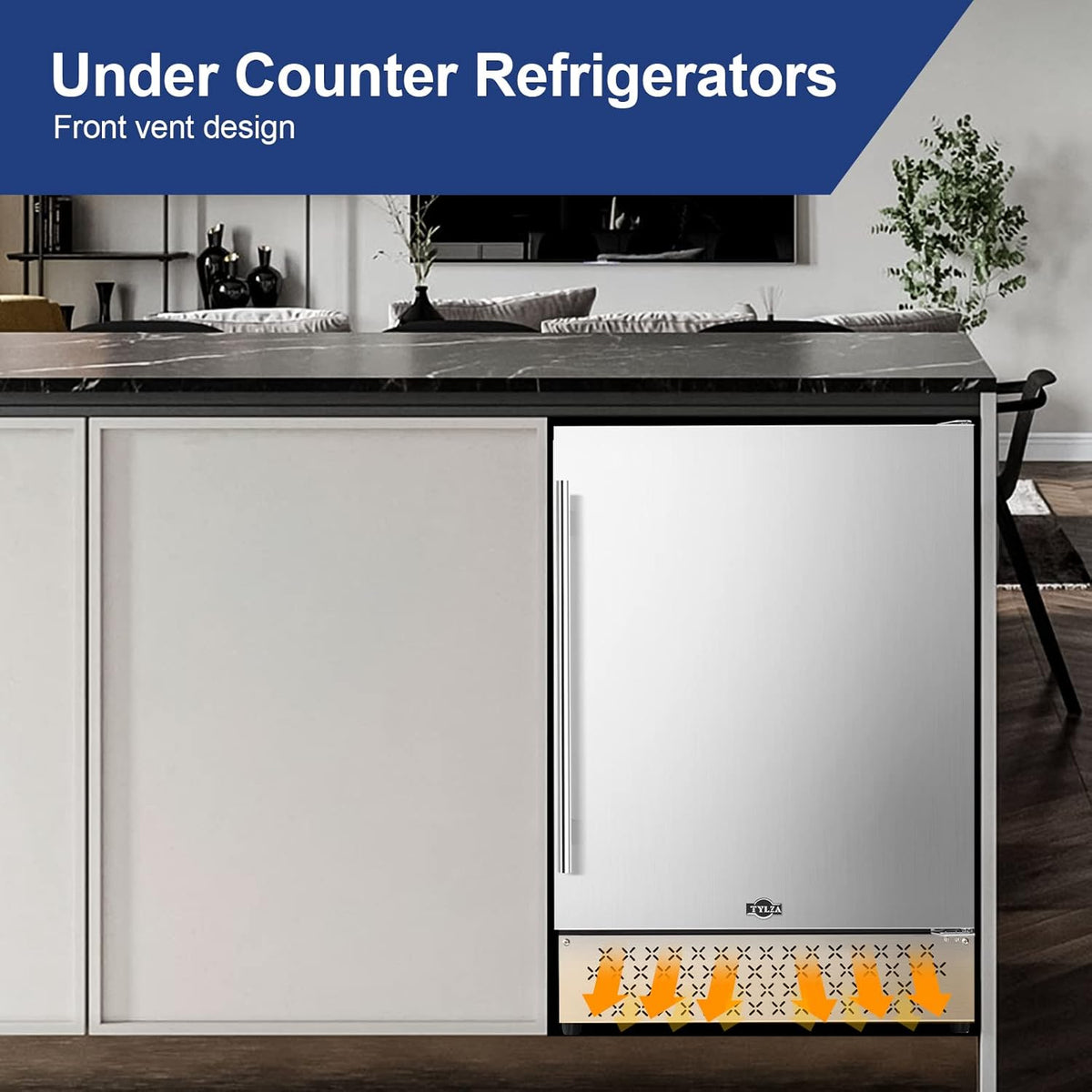 Tylza Outdoor Beverage Refrigerator 24 Inch, Stainless Steel Under Counter Beverage Cooler, 190