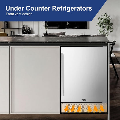 Tylza Outdoor Beverage Refrigerator 24 Inch, Stainless Steel Under Counter Beverage Cooler, 190