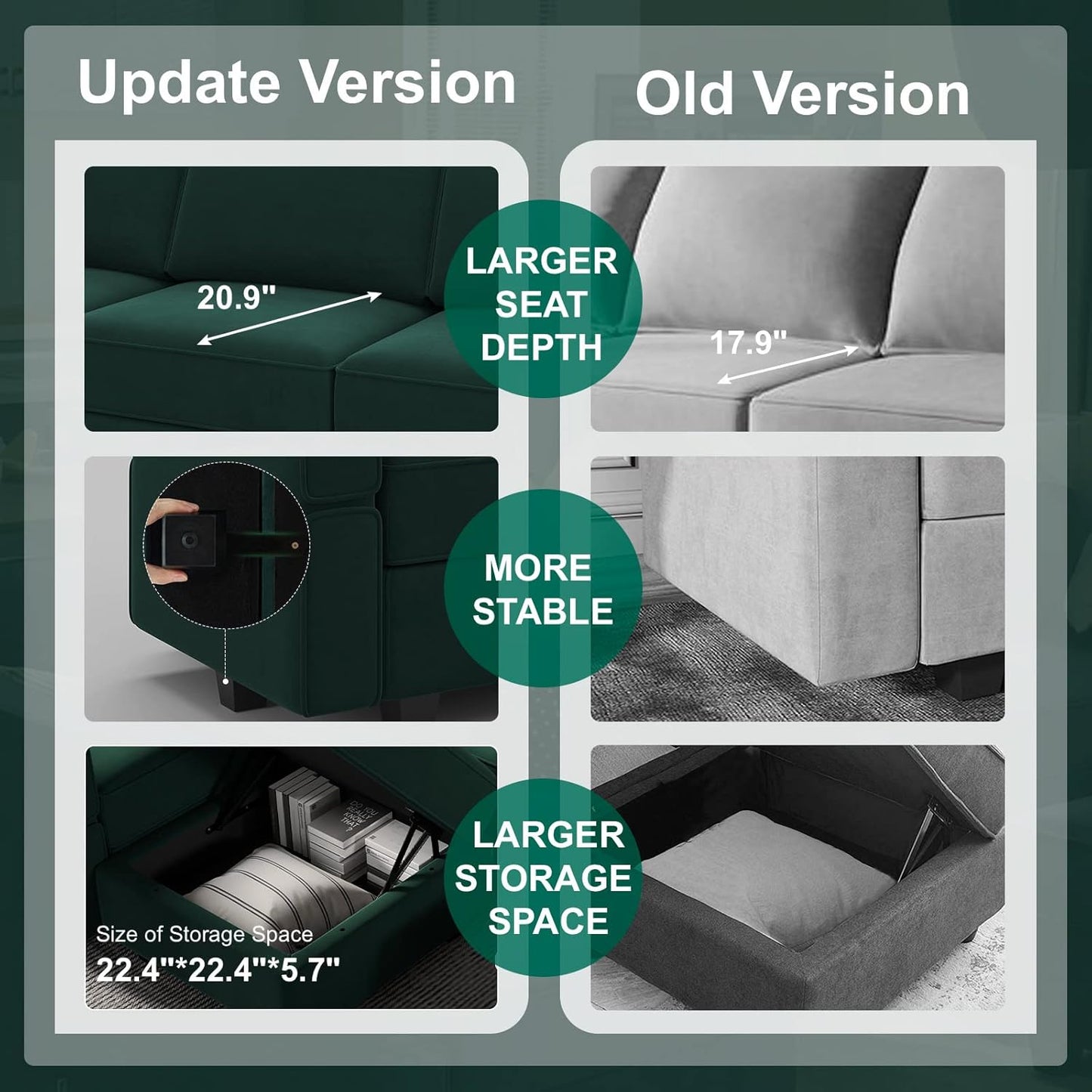Belffin Modular Sectional Sofa with Double Chaise Velvet U Shaped Sofa Reversible Sectional Couch