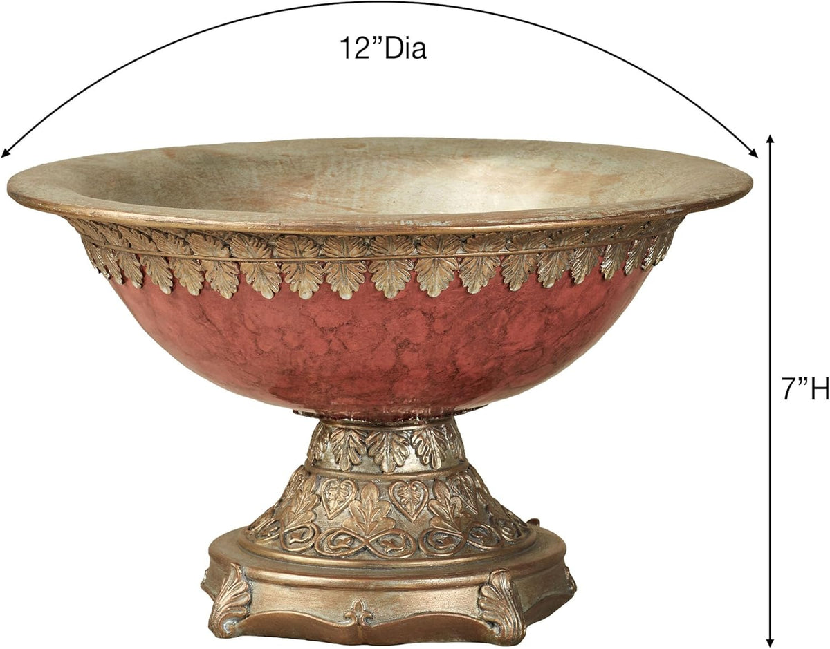 Touch of Class Cambria Cinnabar Marbled Traditional Centerpiece Pedestal Bowl Table Decoration