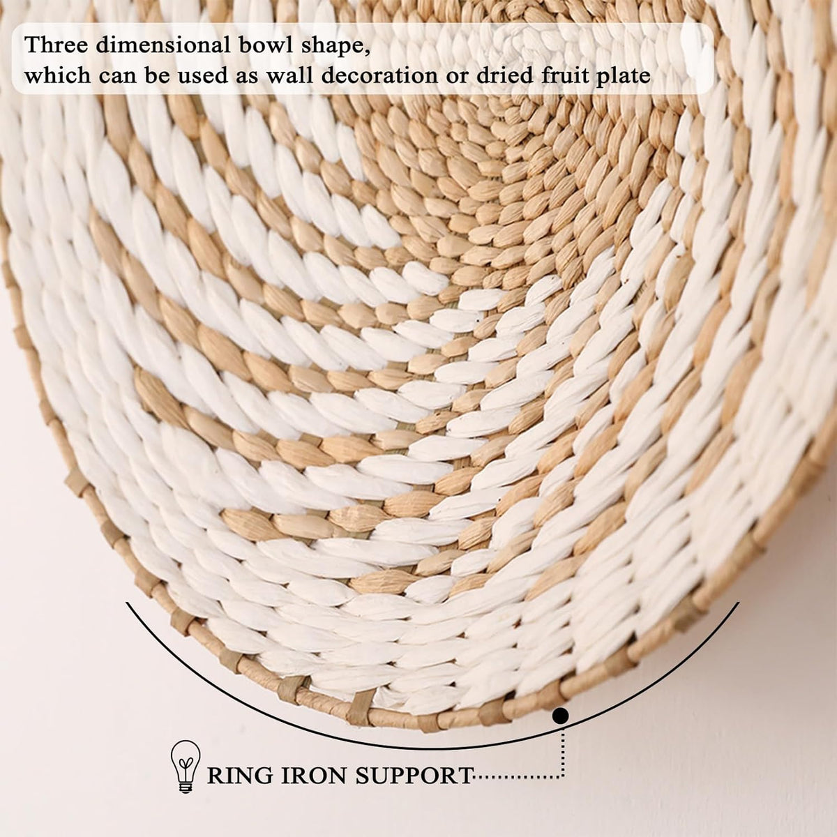 7 Pack Boho Wall Basket Decor - Seagrass Rattan Wicker Wall Decor Round Handmade Hanging Rustic