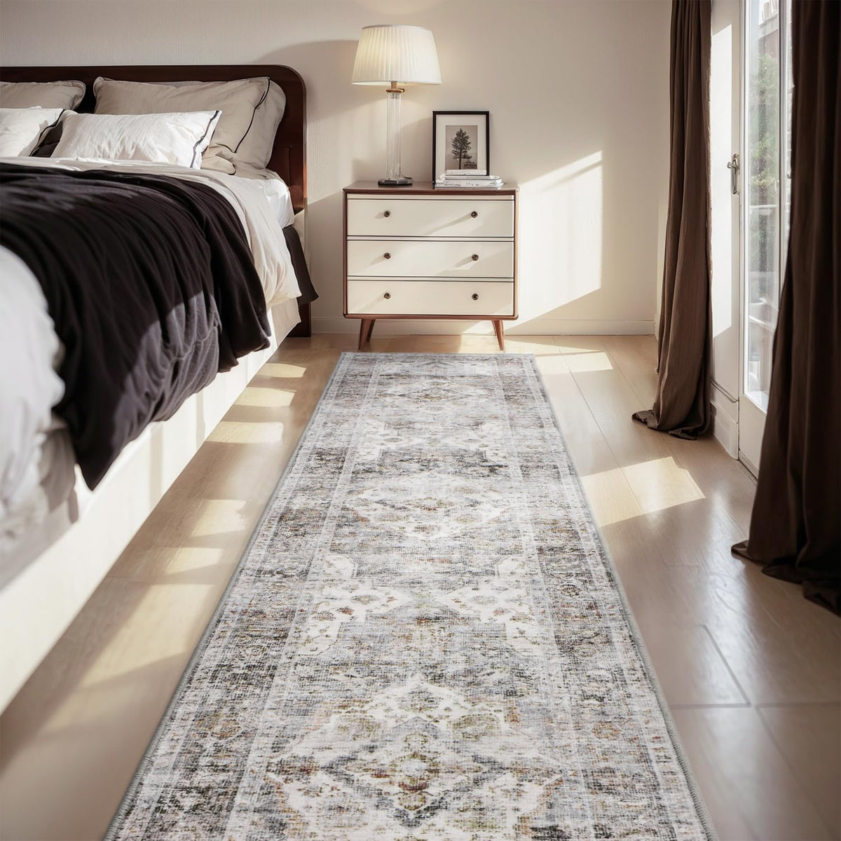 AMOAMI-2X6 Runner Rug-Washable Runners for Hallways-Soft Non Slip Bedside Rugs for Bedroom-Vintage