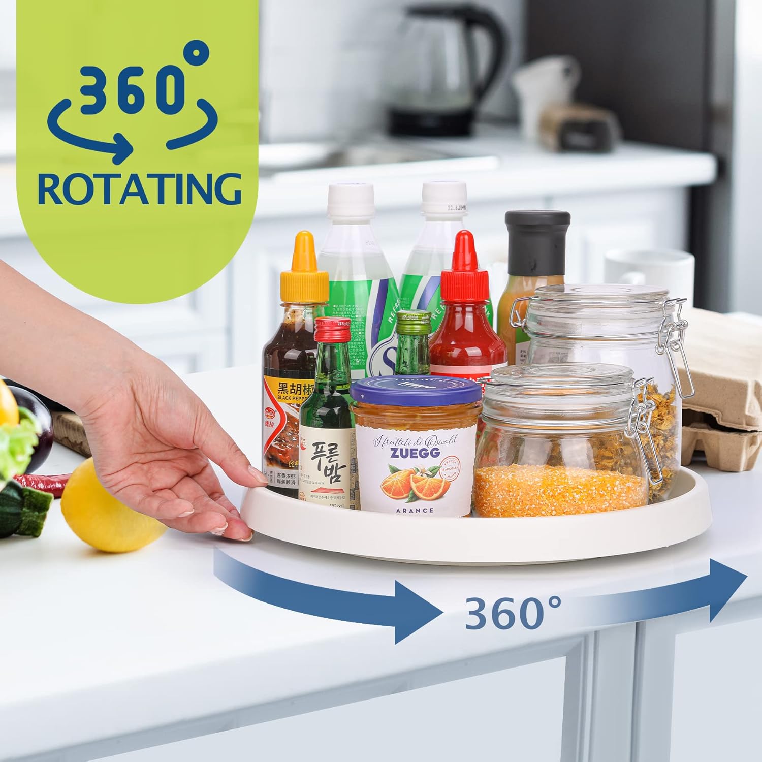 Set of 6, 10 Inch Non-Skid Lazy Susan Turntable, Lazy Susan Organizer for Cabinet, Pantry