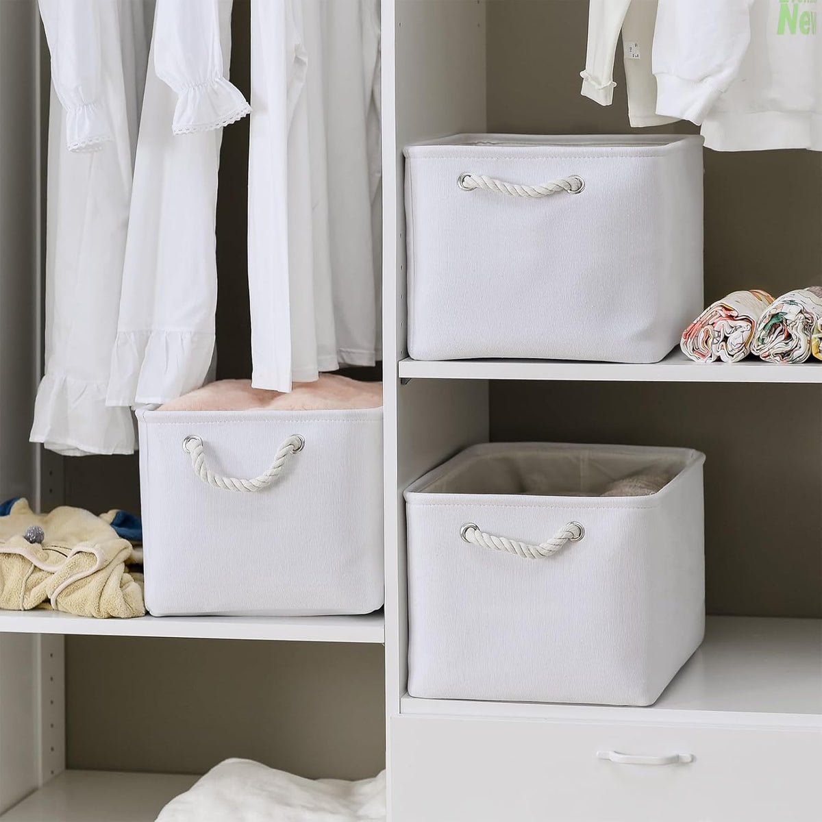 TheWarmHome Storage Basket for Shelves - 15.8x11.8x11.8 inch 3 Pack Fabric Storage Cubes