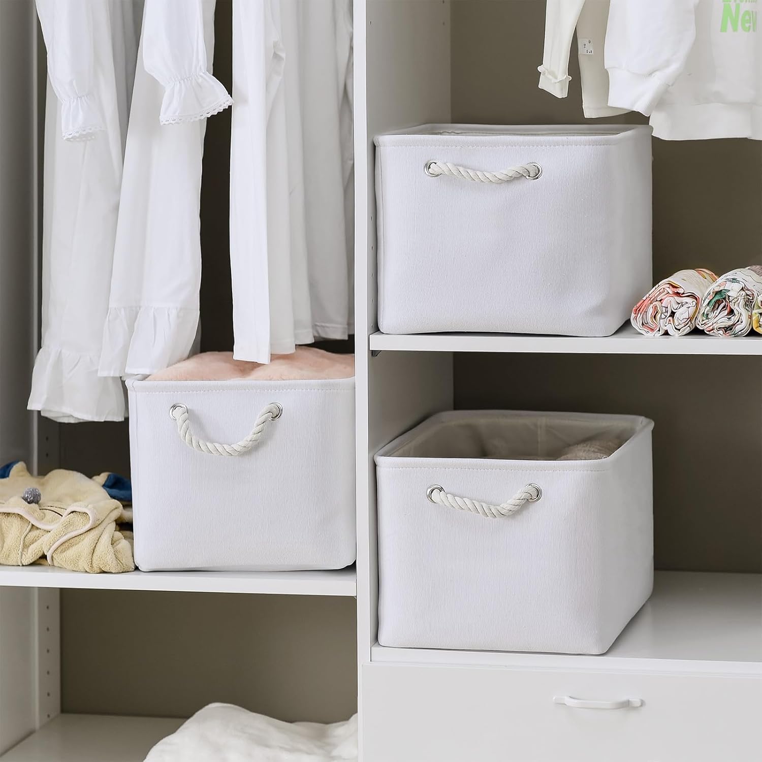 TheWarmHome Storage Basket for Shelves - 15.8x11.8x11.8 inch 3 Pack Fabric Storage Cubes