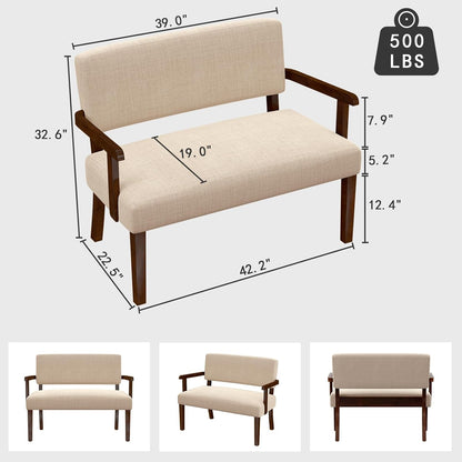 Accent Chair 2 Seat, Arm Chairs with Soft Seat and Armrests for Living Room, Love seat for Dining