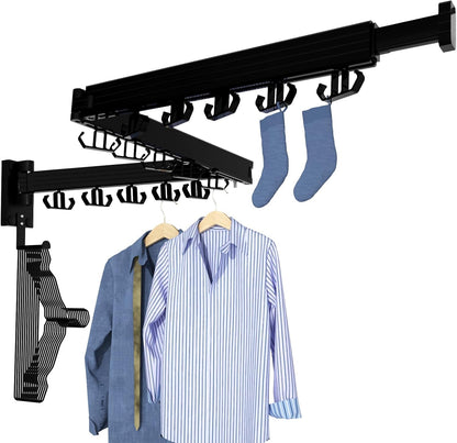 Clothes Drying Rack, Wall Mounted Laundry Drying Rack, Upgrade 3-Fold Foldable Collapsible