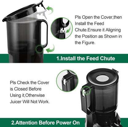 Cold Press Juicer Machines Slow Masticating Juicer Machines with 1.1 L Large Feed Chute Fit Whole