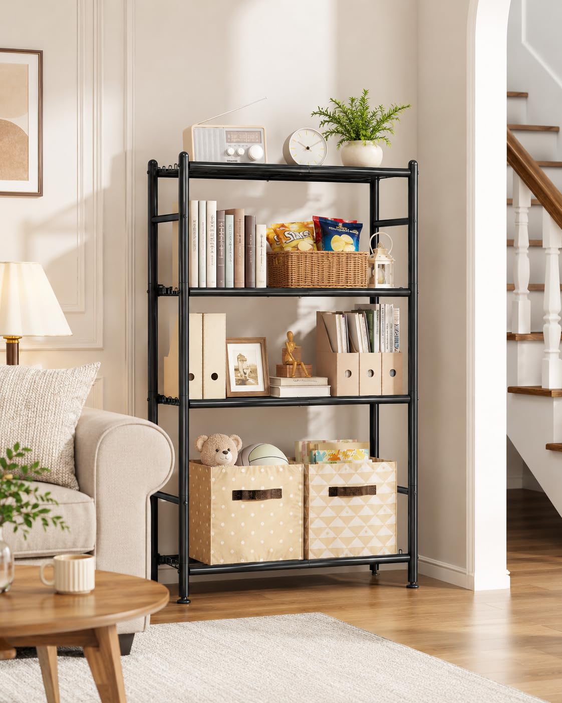 APEXCHASER Metal Storage Shelves 4-Tier, Wire Shelving Unit for Kitchen