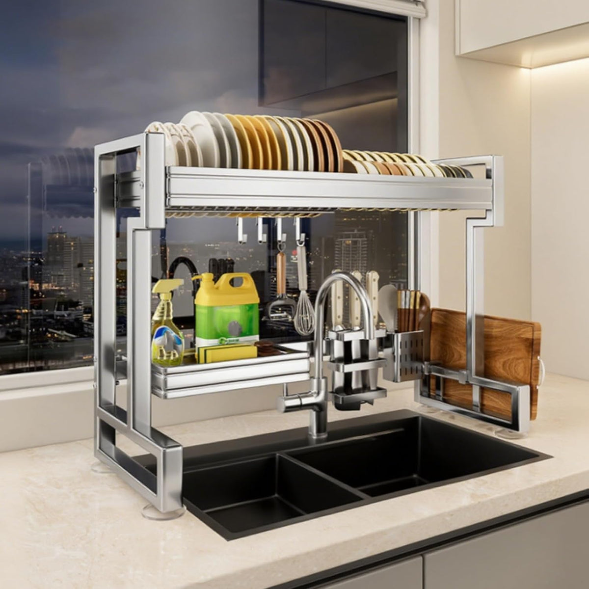 Kitchen Sink Rack Sink Above The Dish Drain Dish Washing Rack Stainless Steel Multifunctional Dish