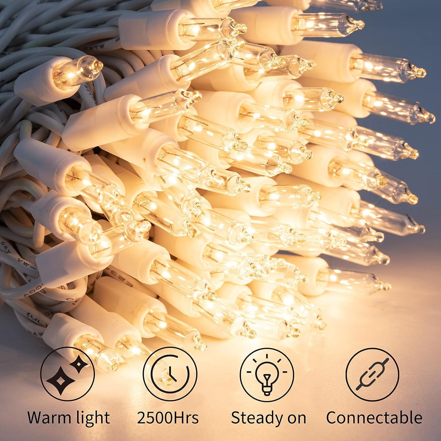 Minetom Clear Christmas String Lights 100 Count 26.5 Feet Incandescent Bulb Mini Lights for Indoor
