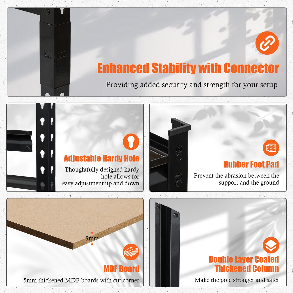 Heavy Duty Garage Shelving Units,5-Tier Adjustable Storage Shelves