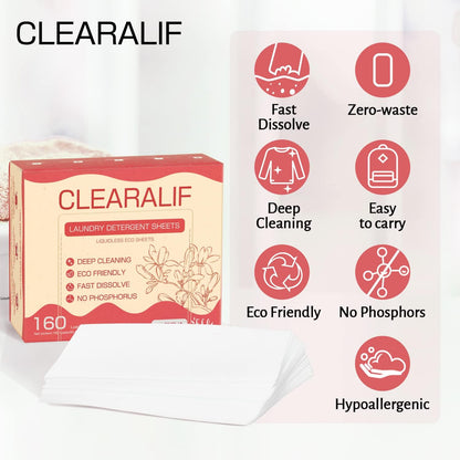 Laundry Detergent Sheets Up to 160 Loads, Magnolia - Great For Travel,Apartments, Dorms,CLEARALIF
