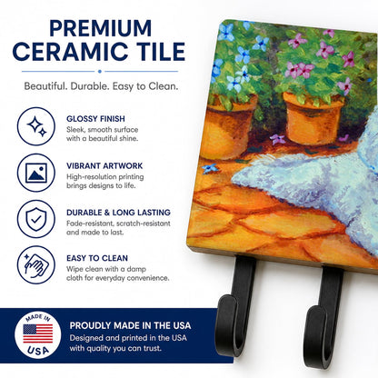 Caroline's Treasures 7346TH68 Bichon Frise on the patio Leash or Key Holder, Wall Hooks, Key Hooks
