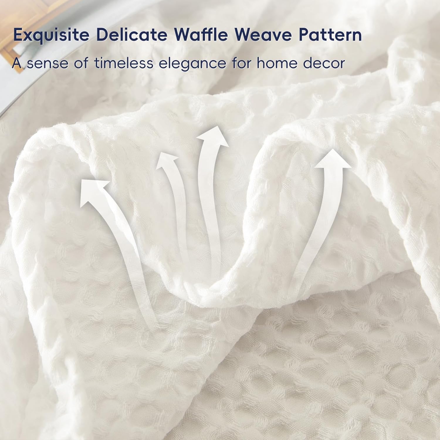 PHF Ultra Soft Waffle Weave Throw Blanket 50"x 60"- Washed Lightweight Breathable Cozy Woven