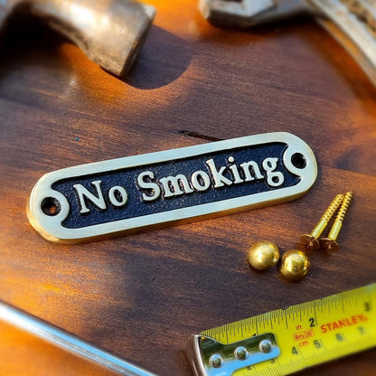 No Smoking Brass Door Sign. Traditional Style Home Décor Wall Plaque Handmade By The Metal Foundry