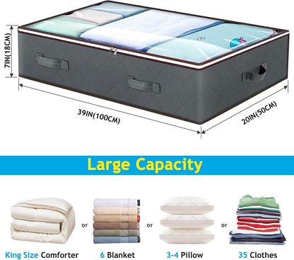 90L Under Bed Storage Containers, 6 Pack Underbed Closet Storage Organizer System, Moving Bags with