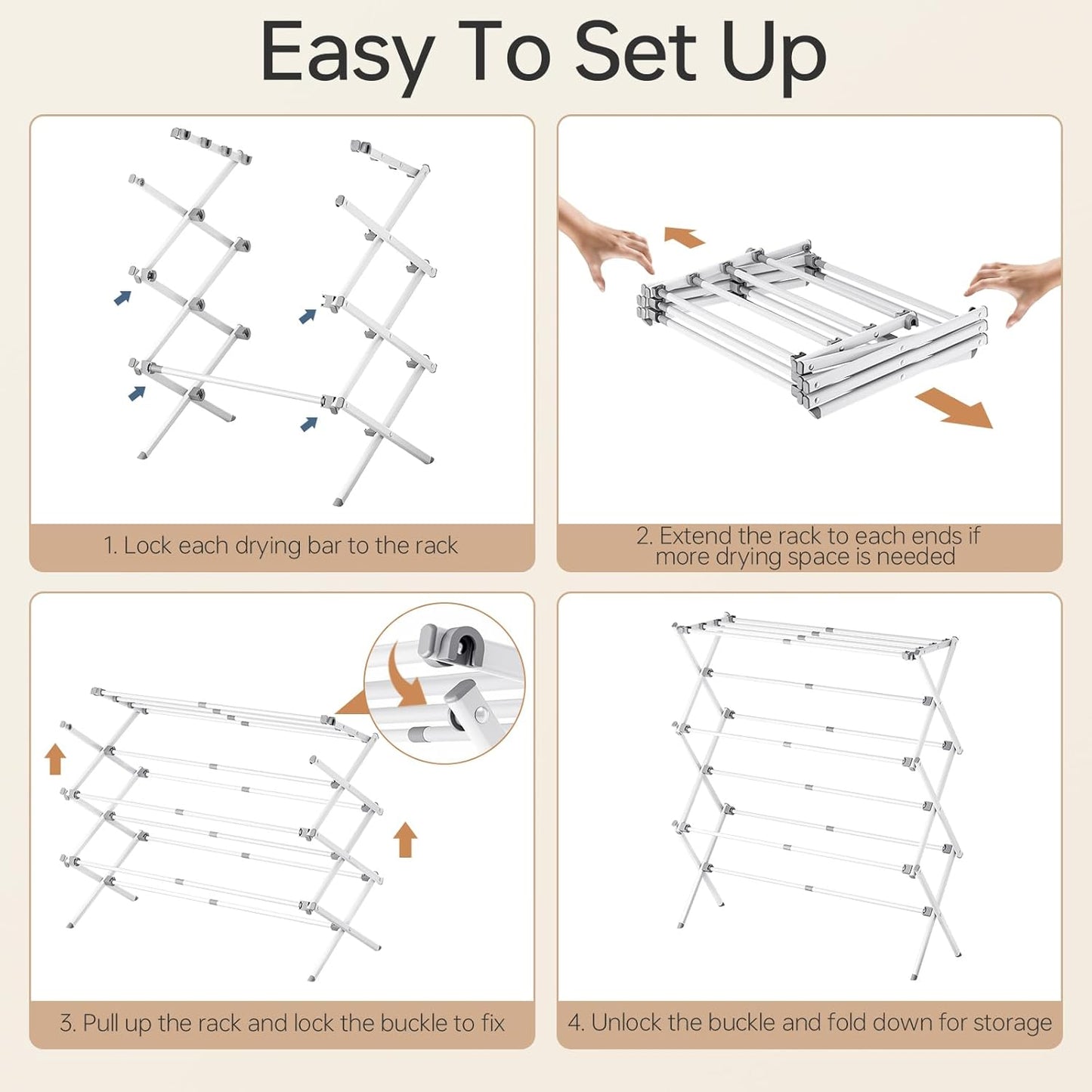 APEXCHASER Drying Rack Clothing, Clothes Drying Rack Foldable, Laundry Drying Rack Expandable